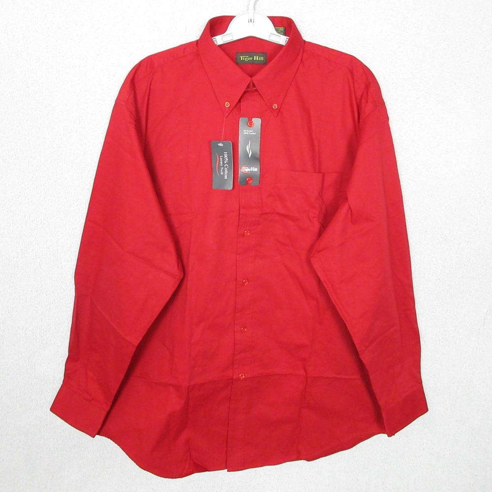 Tiger Hill Mens XL Red Long Sleeve Button Down Luxury Twill Shirt NWT